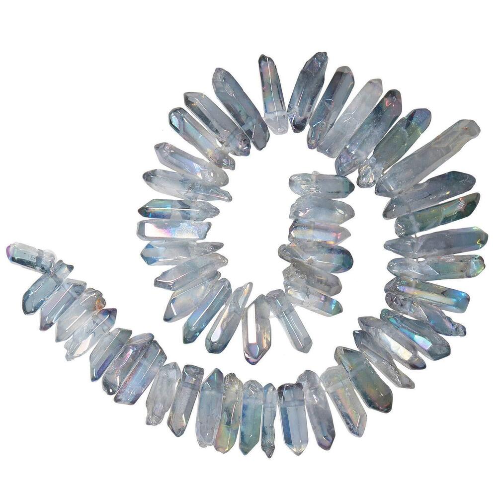 3721 Titanium Coated Rock Crystal Points Quartz Top Drilled Stone Loose